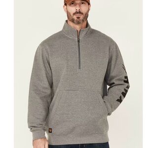 EUC HAWX MEN'S CHARCOAL PRIMO 1/4 ZIP WORK FLEECE PULLOVER—Large